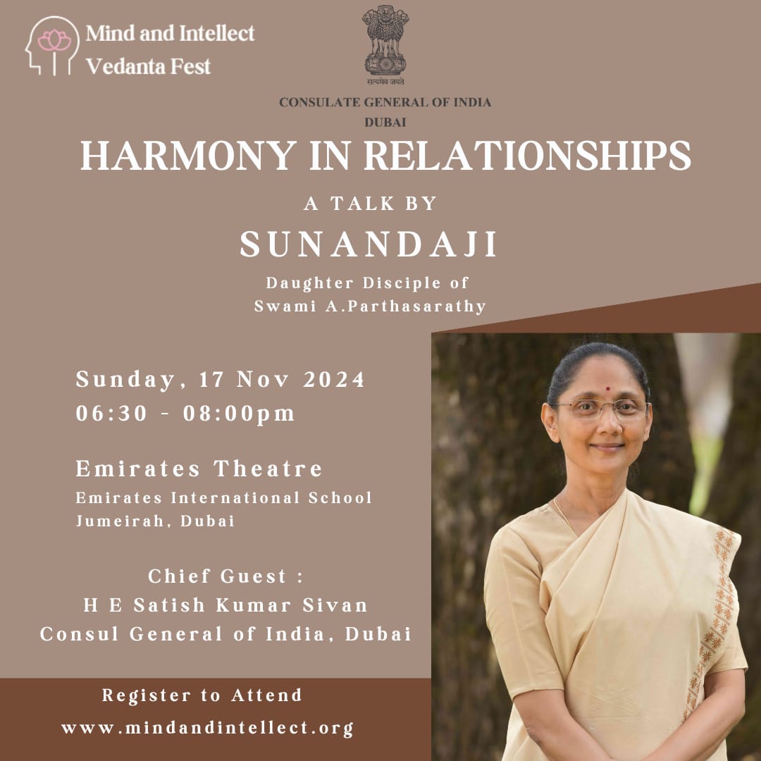 Harmony in Relationships | Sunandaji | VedantaFest | 2024 | Mind and Intellect | Dubai | UAE