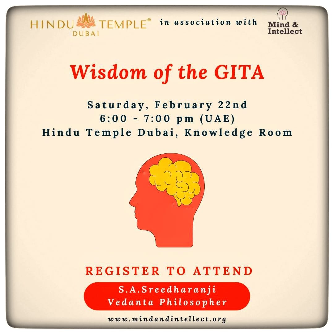 Wisdom of the Gita | SA Sreedharan ji | Mind and Intellect | Dubai | UAE | Hindu Temple Dubai