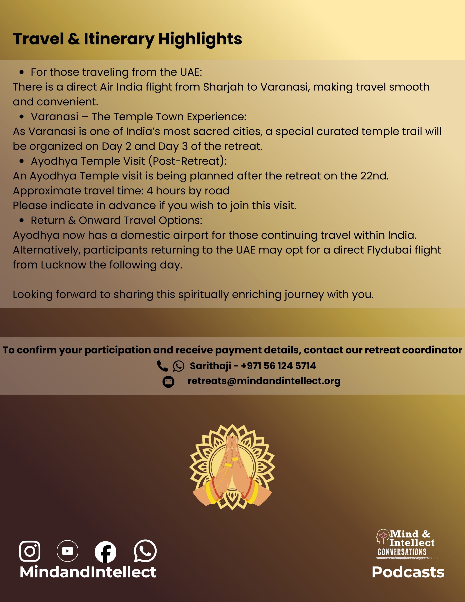 Spiritual Intensive Retreat | Kasi Pranaam | SA Sreedharan ji | Mind and Intellect | 7