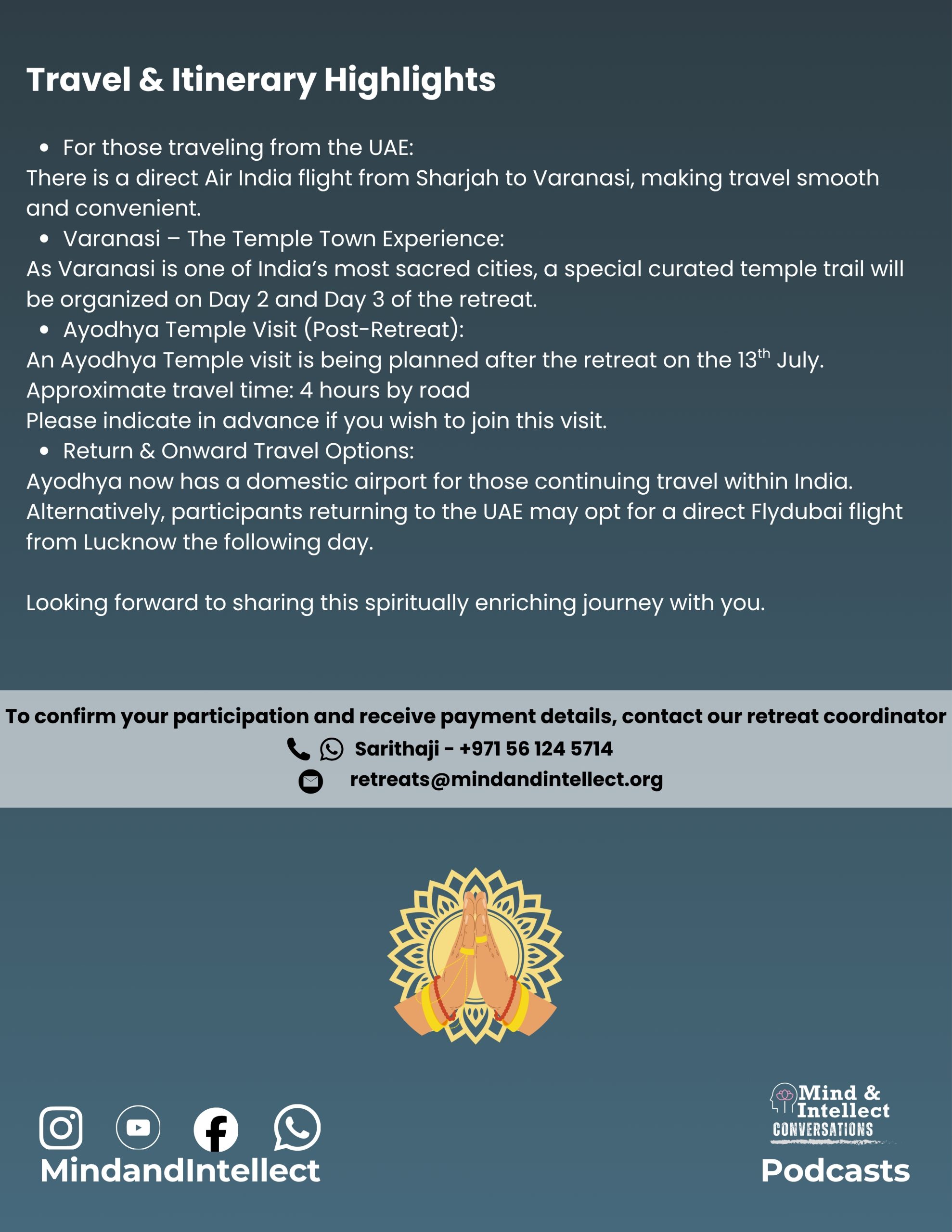 Spiritual Intensive Retreat | KASI PRANAM | Avantika by Ganges | Dec-26 | SA Sreedharan | Mind and Intellect